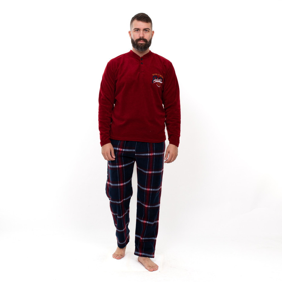 Ανδρική Πυτζάμα Fleece με Καρό Παντελόνι