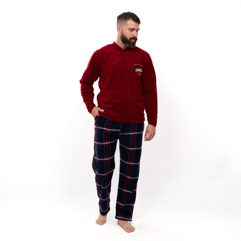 Ανδρική Πυτζάμα Fleece με Καρό Παντελόνι