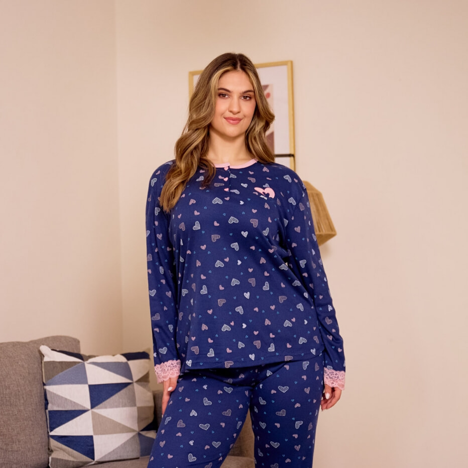 Γυναικεία Πυτζάμα Ριπ Plus Size Ανοιξιάτικη