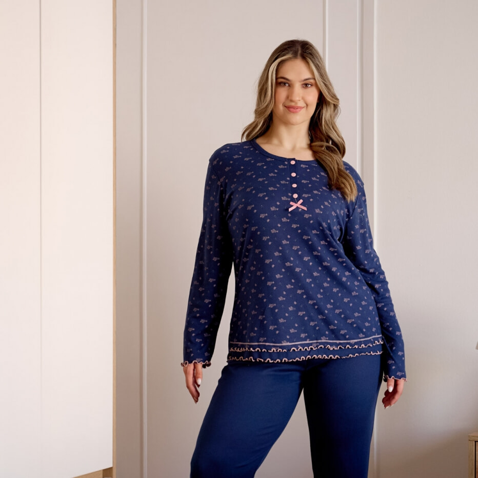 Γυναικεία Πυτζάμα Ριπ Plus Size Ανοιξιάτικη