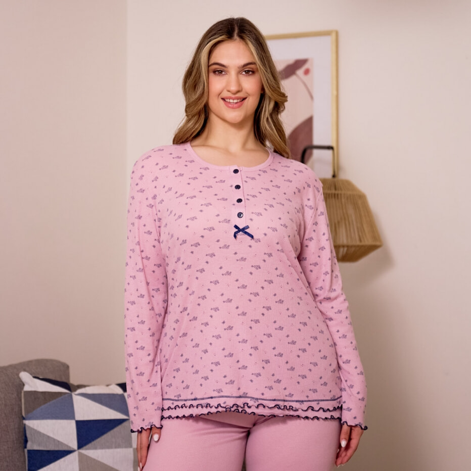 Γυναικεία Πυτζάμα Ριπ Plus Size Ανοιξιάτικη