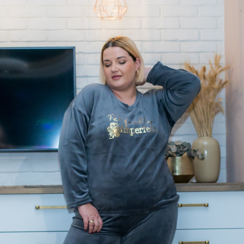 HomeWear Βελούδινο Σετ Plus Size