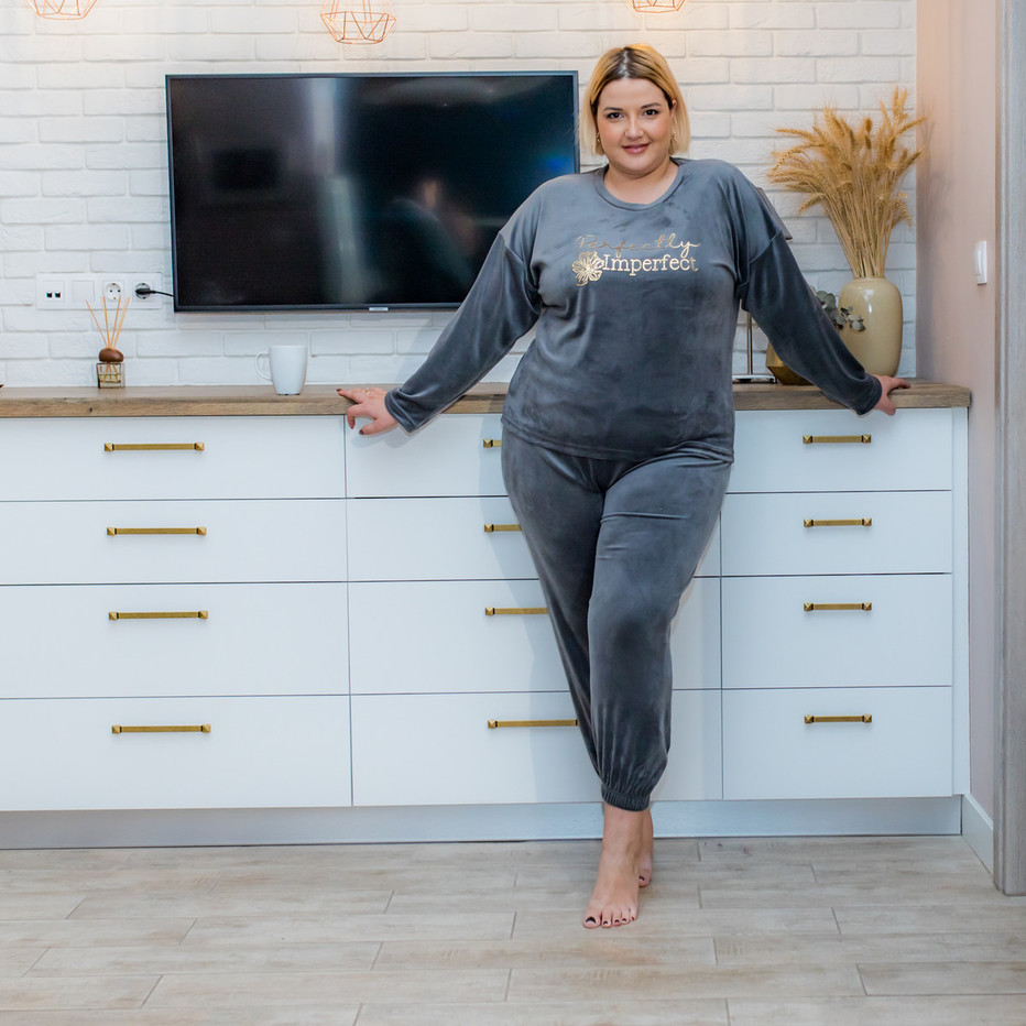 HomeWear Βελούδινο Σετ Plus Size