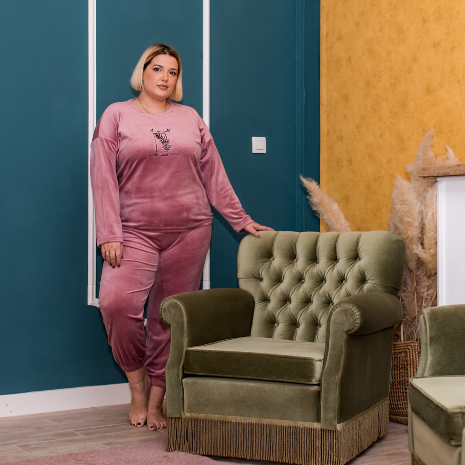 HomeWear Βελούδινο Σετ Plus Size