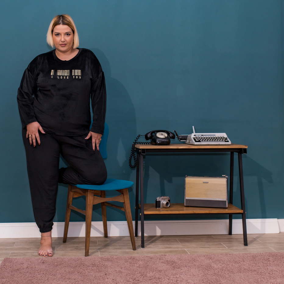 HomeWear Βελούδινο Σετ Plus Size