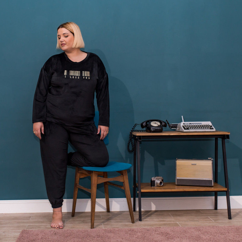 HomeWear Βελούδινο Σετ Plus Size