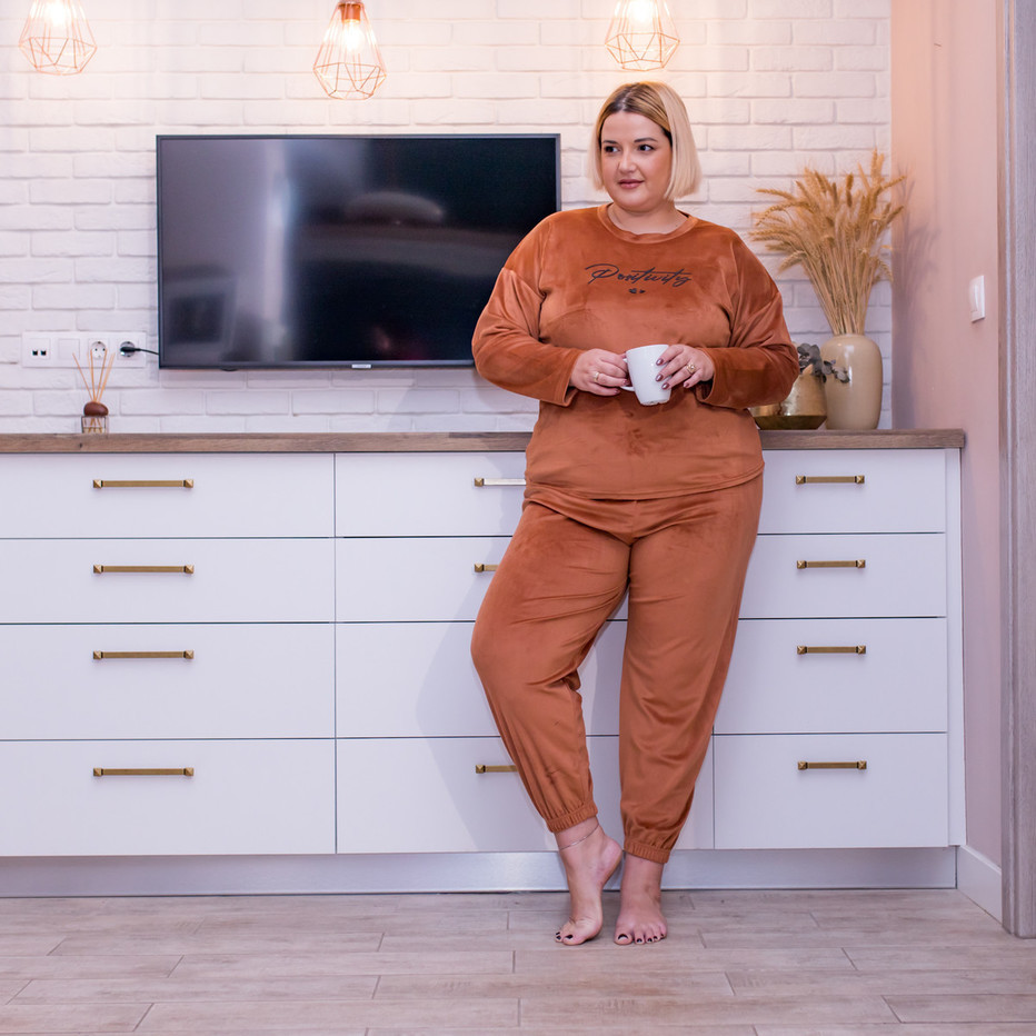 HomeWear Βελούδινο Σετ Plus Size