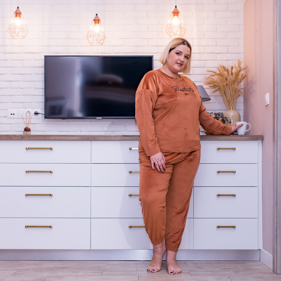 HomeWear Βελούδινο Σετ Plus Size